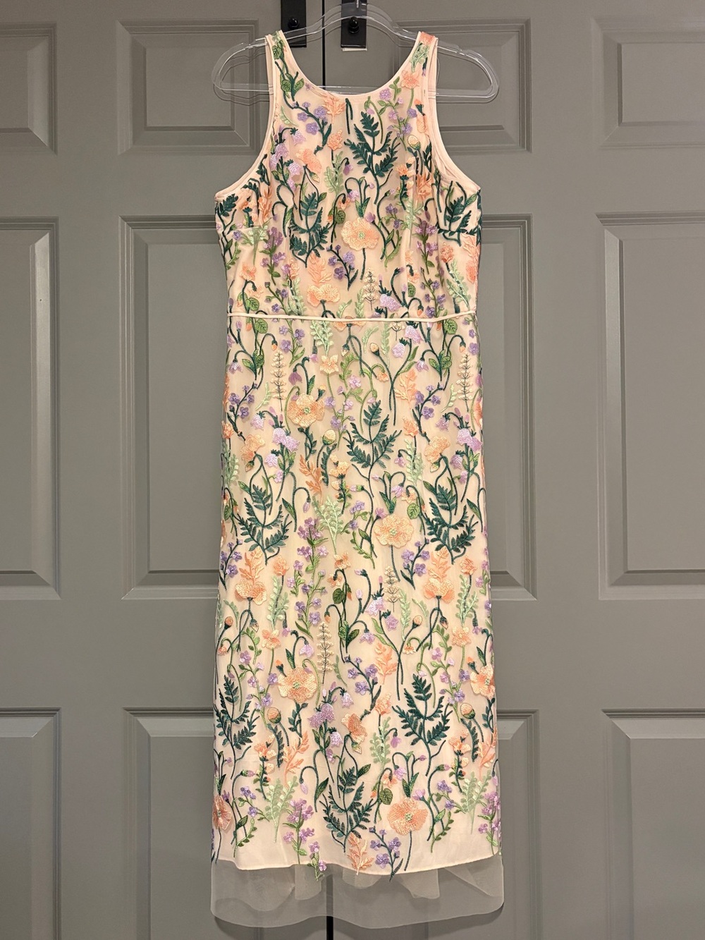 Maggy London Cream Floral Embroidered Midi Dress